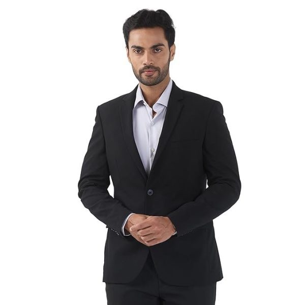 Raymond Men Slim Fit Solid Pattern Poly Viscose Blend Notch Lapel Full Sleeve Formal Jacket
