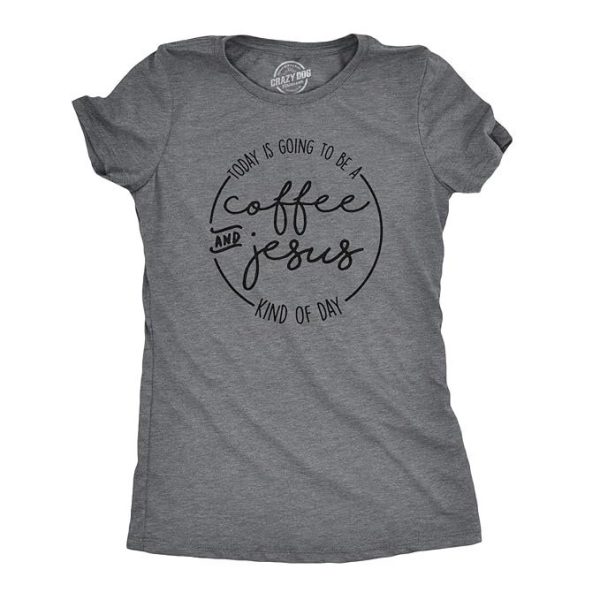 Crazy Dog T-Shirts Womens Coffee and Jesus Tshirt Cute Religious Easter Holiday Tee for Ladies