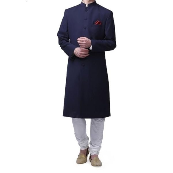 Royal Kurta Men's Viscose Blend Solid Nehru Sherwani