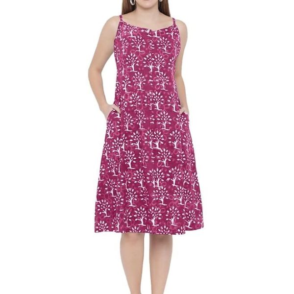 Indietoga Women's Hand Block Printed Sustainable Pure Cotton Dress (Small to Plus Sizes 7XL)