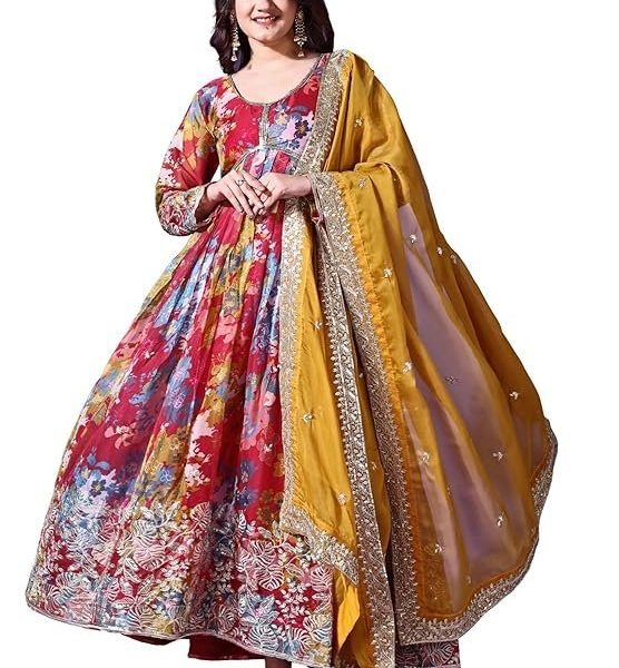 Fashion Basket Russian Silk Printed Dress for Women