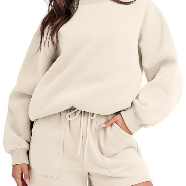 ANRABESS Women Outfits 2 Piece Outfits Sweat Shorts Set Plus Size Casual Lounge Matching Set Sweatsuit Tracksuit Clothes