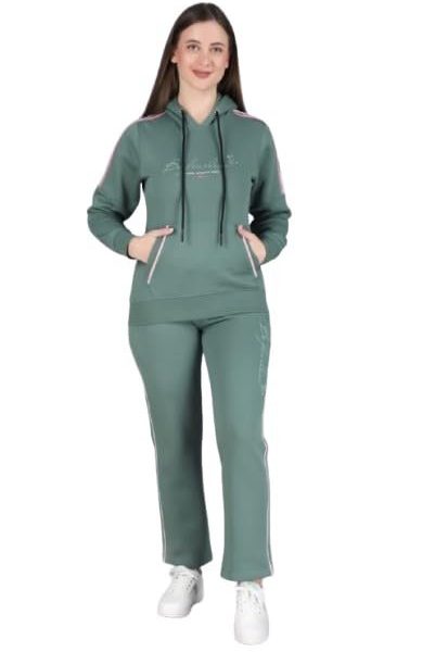 Women Winter Night Suit, Sweatshirt with Lower, Warm Sleepwear Set