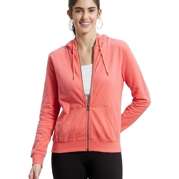 Jockey AW30 Women's Super Combed Cotton French Terry Fabric Hoodie Jacket with Side Pockets
