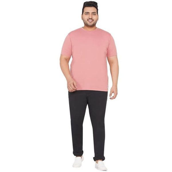 JOHN PRIDE Plus Size Men's Stretchable Mid-Rise Comfort Fit Clean Look Black Cotton Jeans for Men