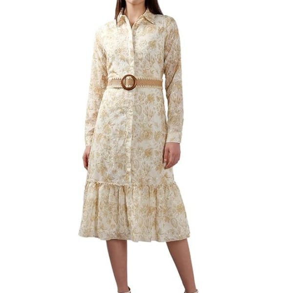 VERO MODA Women's Polyester Fit and Flare Maxi Dress