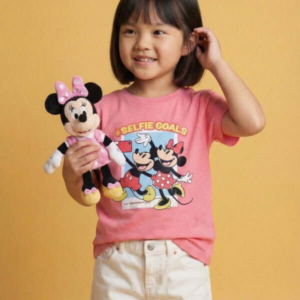 Adambil Girls' 100% Cotton Crew Neck Disney Minnie Mouse & Mickey Mouse Print T-shirt