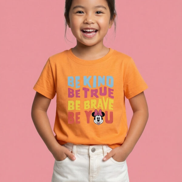 Adambil Girls' 100% Cotton Crew Neck Disney Minnie Mouse Typography Print T-shirt