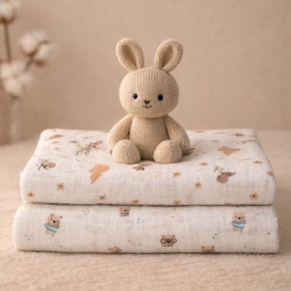 Adambil Baby Boys' Muslin 100% Cotton Pack of 2 All-over Print Woven Swaddles