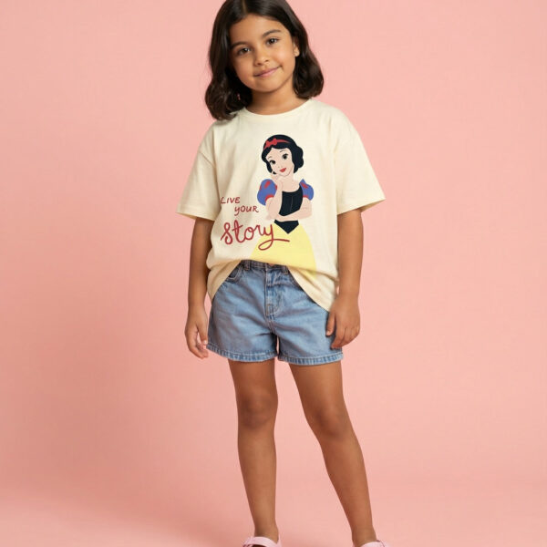 Adambil Girls' Cotton Disney Snow White Printed T-shirt