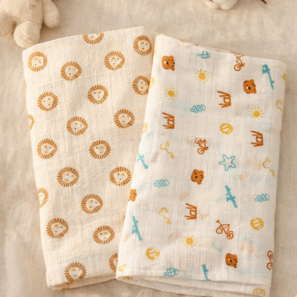 Adambil Baby Boys' Muslin 100% Cotton Pack of 2 All-over Print Woven Swaddles