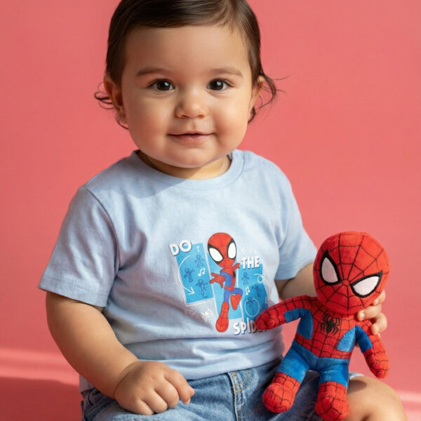 Adambil Boys' Cotton Marvel Spiderman T-shirt with Snap Buttons