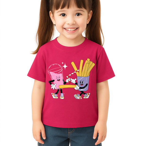 Adambil Girls Playful Food Friends Cotton T-shirt | Fun Graphic Tee for 2 to 10 Years