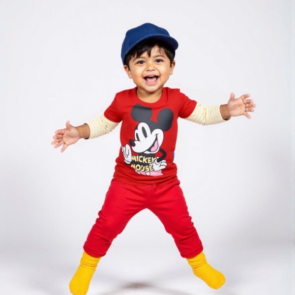 Adambil Disney Boys Mickey Mouse Printed Trendy Doc Sleeve T-shirt