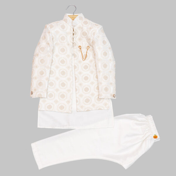 Cream Designer Sherwani for Boys